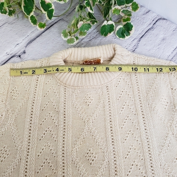 Vintage 60s Ann Arbor USA Made 100% Wool Sweater S VGUC Cream - Picture 7 of 11